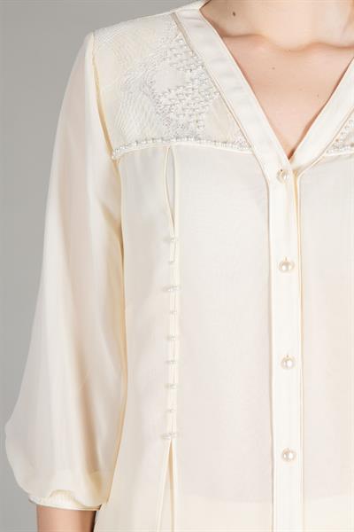 V Neck Blouse Dantel Skirt