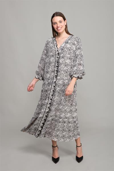 V Yaka Demor Empirme Elbise