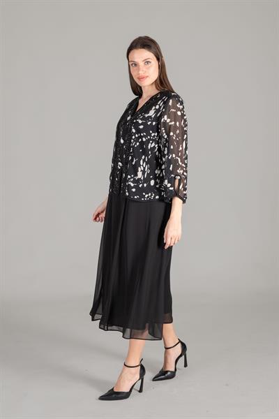 V Neck Empirme Chiffon Dress