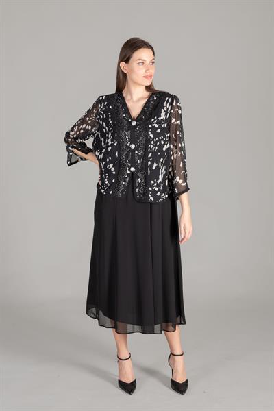 V Neck Empirme Chiffon Dress