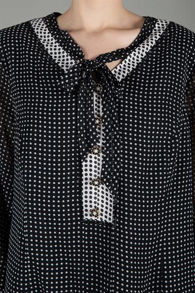 V Yaka Fularlı Şifon Takım