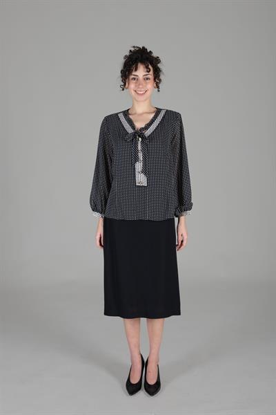 V Yaka Fularlı Şifon Takım