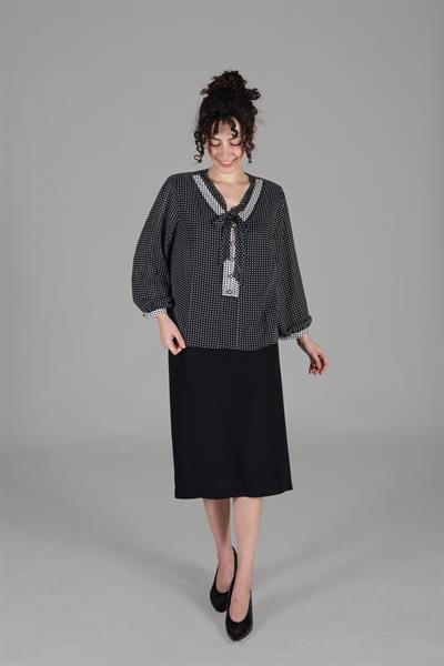 V Yaka Fularlı Şifon Takım