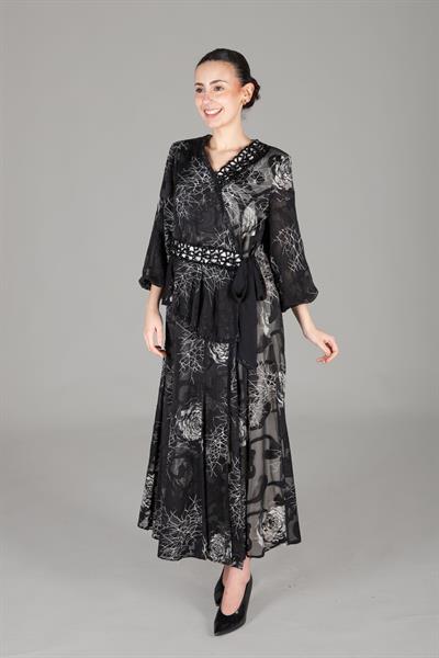 V Yaka Kesme Şifon Elbise