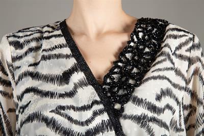 V Neck Kesme Chiffon Dress