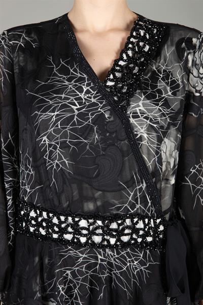 V Yaka Kesme Şifon Elbise