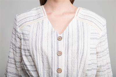 V Yaka Keten Bluz+Etek