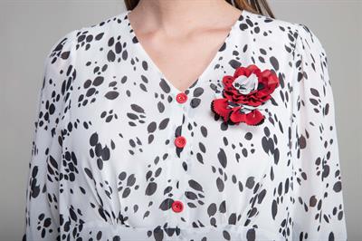 V Yaka Krep Barutçu Elbise