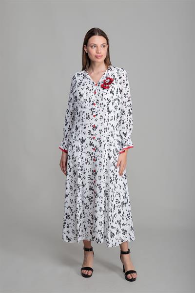 V Yaka Krep Barutçu Elbise