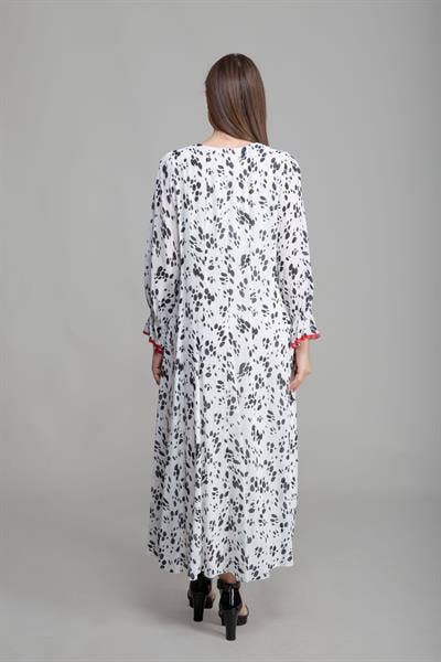 V Yaka Krep Barutçu Elbise