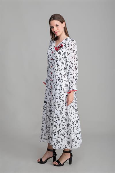 V Yaka Krep Barutçu Elbise