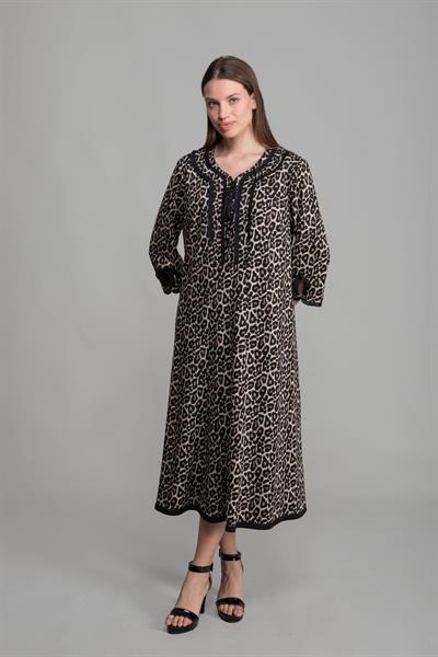 V Yaka Örme Empirme Elbise