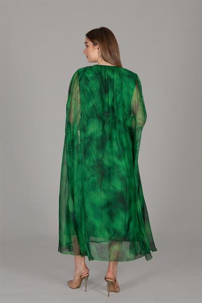 V Neck Caped Sergi Penang Dress