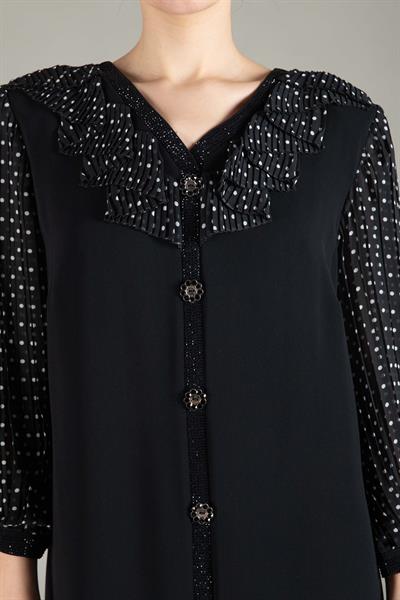 V Neck Polka Dot Chiffon Dress