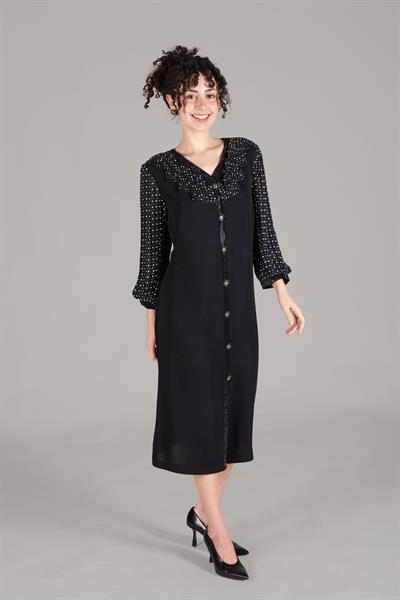 V Neck Polka Dot Chiffon Dress
