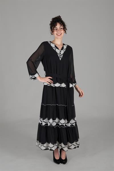 V Yaka Şifon Elbise