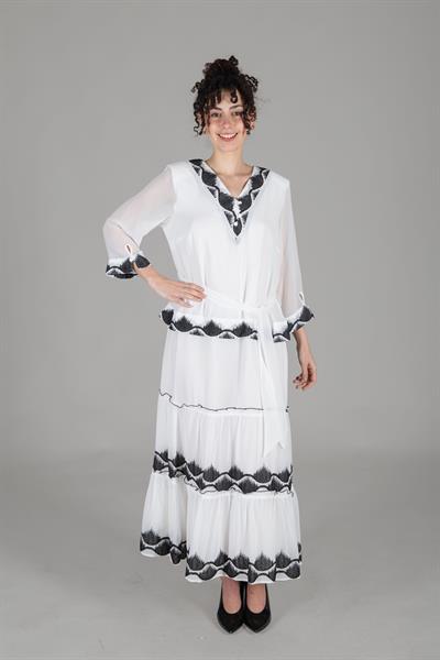 V Yaka Şifon Elbise