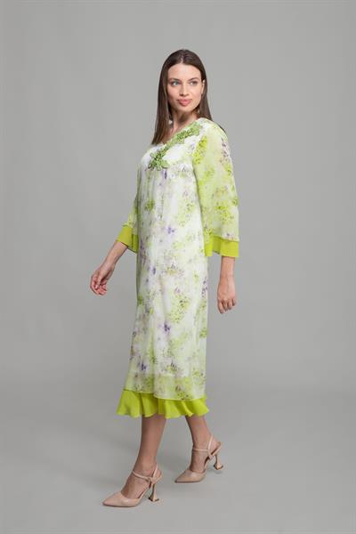 V Yaka Silk Line Elegant Elbise