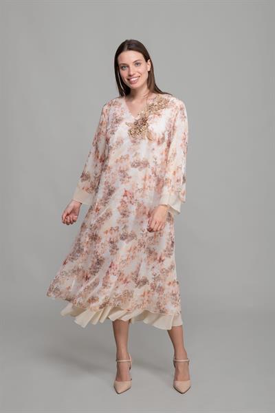 V Yaka Silk Line Elegant Elbise