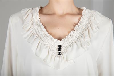 V Yaka Varaklı Şifon Elbise