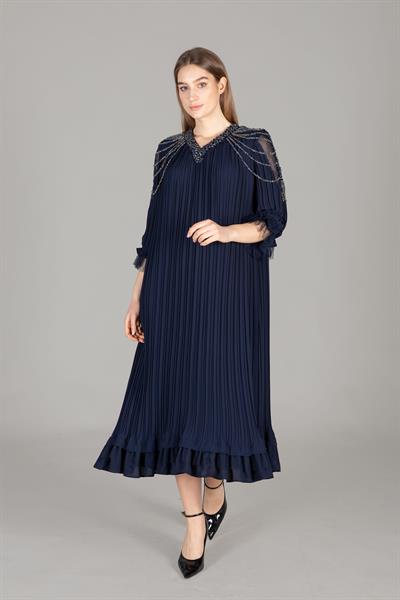 V Neck Venüs Pleated Dress