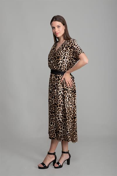 V Yaka Visco Saten Elbise