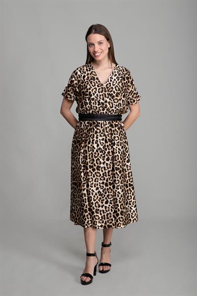 V Yaka Visco Saten Elbise