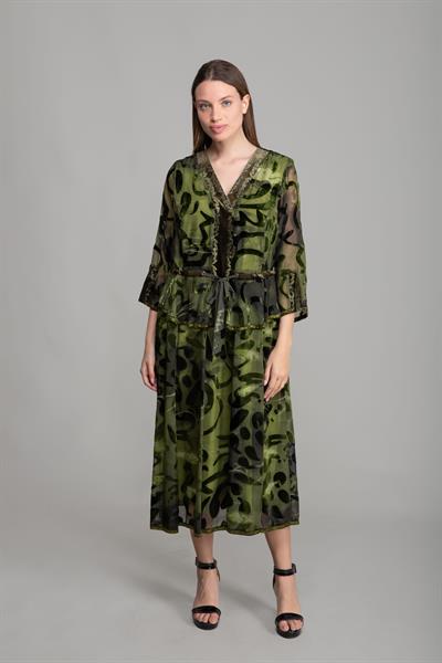 V Neck Yakma Kadife Dress