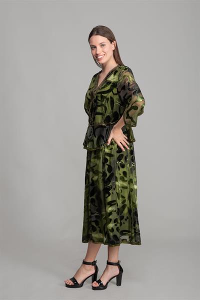 V Neck Yakma Kadife Dress