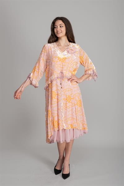 V Yaka Yakma Kadife Elbise