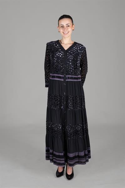 V Yaka Yakma Kadife Elbise