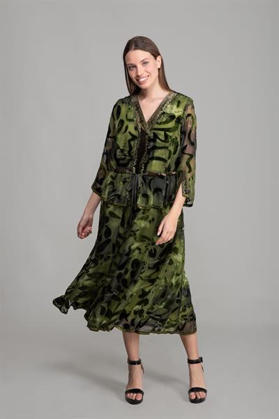 V Neck Yakma Kadife Dress