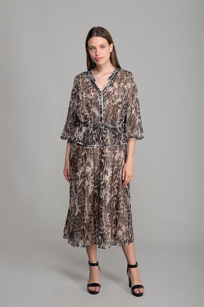 V Yaka Yoryo Şifon Elbise