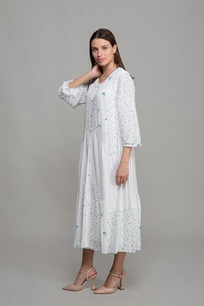 Yuvarlak Yaka Barutçu Elbise