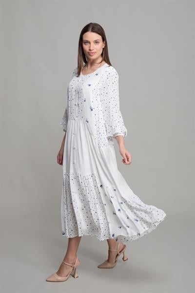 Yuvarlak Yaka Barutçu Elbise