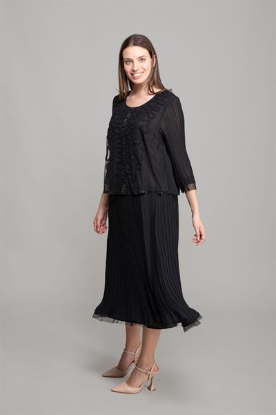 Yuvarlak Yaka Elbise + Tül Bluz