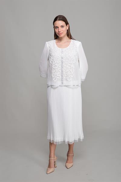 Yuvarlak Yaka Elbise + Tül Bluz