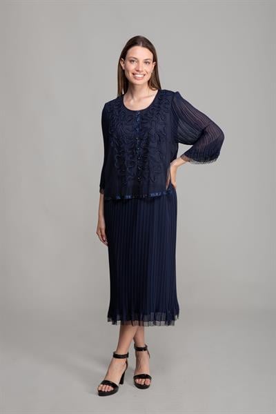 Yuvarlak Yaka Elbise + Tül Bluz