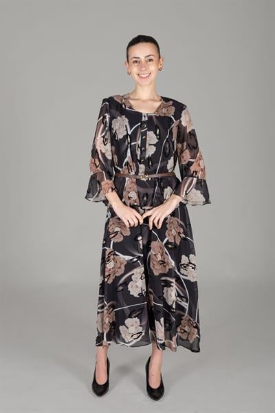 Yuvarlak Yaka Empirme Elbise