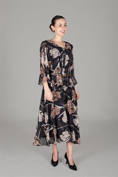 Yuvarlak Yaka Empirme Elbise