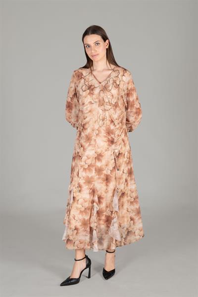 Yuvarlak Yaka Empirme Elbise