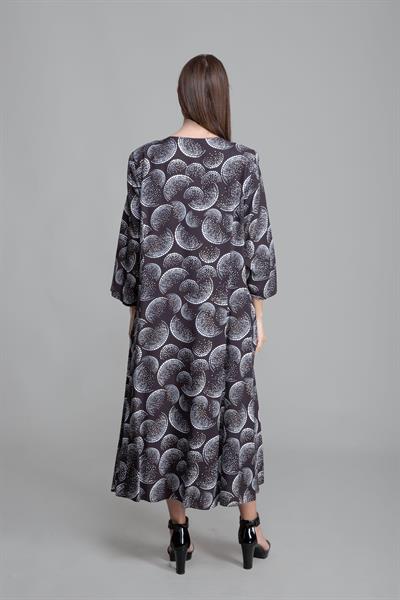 Yuvarlak Yaka Floş Empirme Elbise