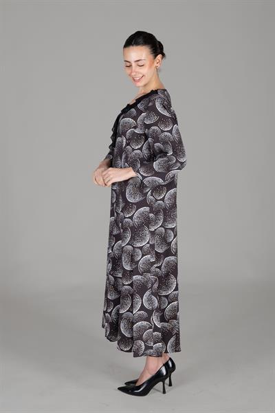 Yuvarlak Yaka Floş Empirme Elbise