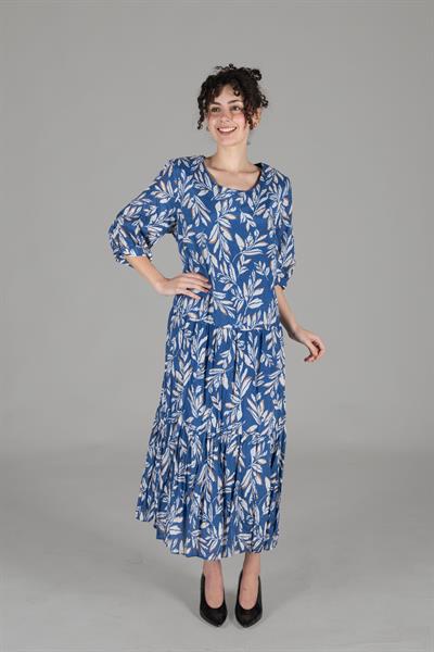 Yuvarlak Yaka Floş Empirme Elbise