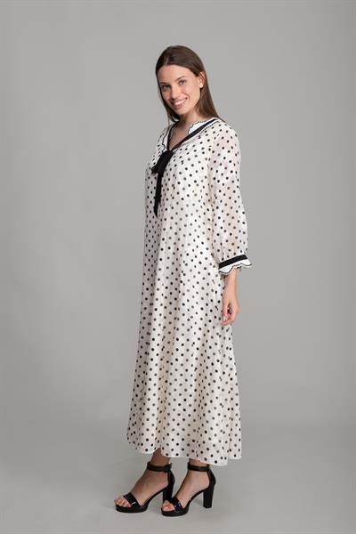 Round Neck Fularlı Chiffon Dress