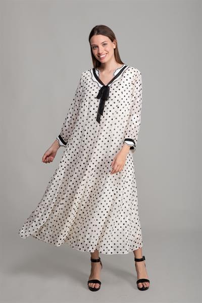 Round Neck Fularlı Chiffon Dress