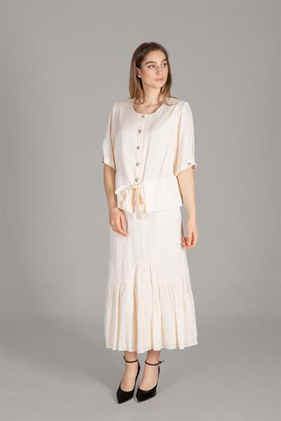 Round Neck Gored Skirt Takım