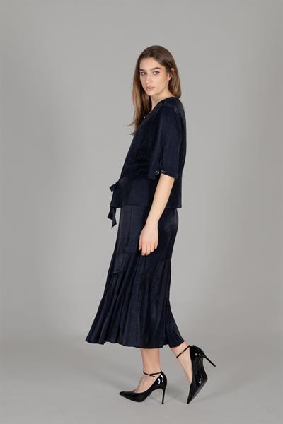 Round Neck Gored Skirt Takım