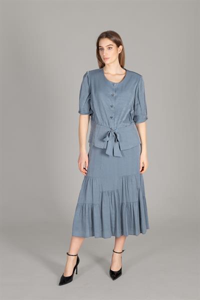 Round Neck Gored Skirt Takım