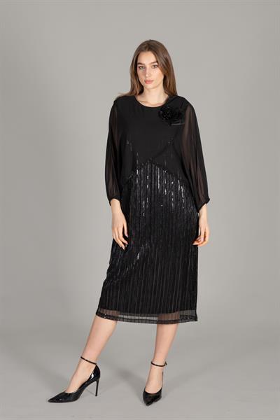 Round Neck Sequin Tulwith Dress